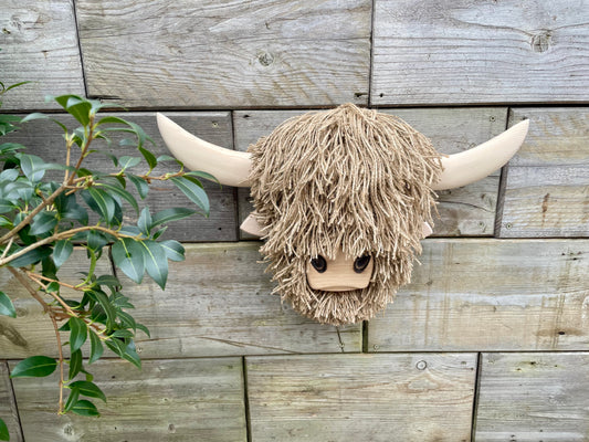 Wall Mounted Jute Highland Cow Head
